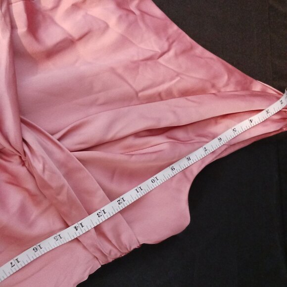 NEW‎ Dessy Collection One-Shoulder Draped Empire Waist Gown in Desert Rose, 10 - Picture 8 of 10